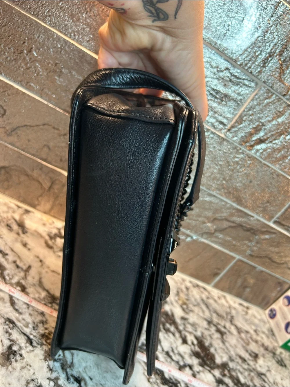 Rebecca Minkoff Black Leather Quilted Chevron Flap Shoulder Bag